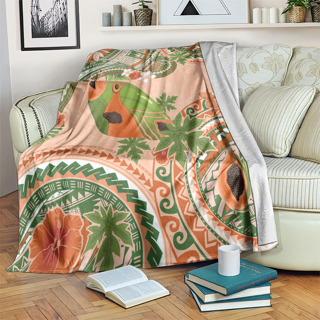 Hawaii Papaya Blanket Cute Cosplay Humuhumu Fish Plumeria Waves DT05 Orange - Polynesian Pride