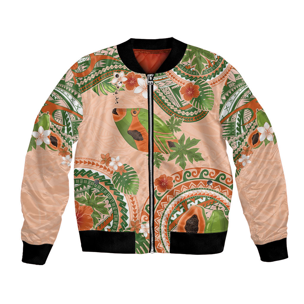 Hawaii Papaya Bomber Jacket Cute Cosplay Humuhumu Fish Plumeria Waves