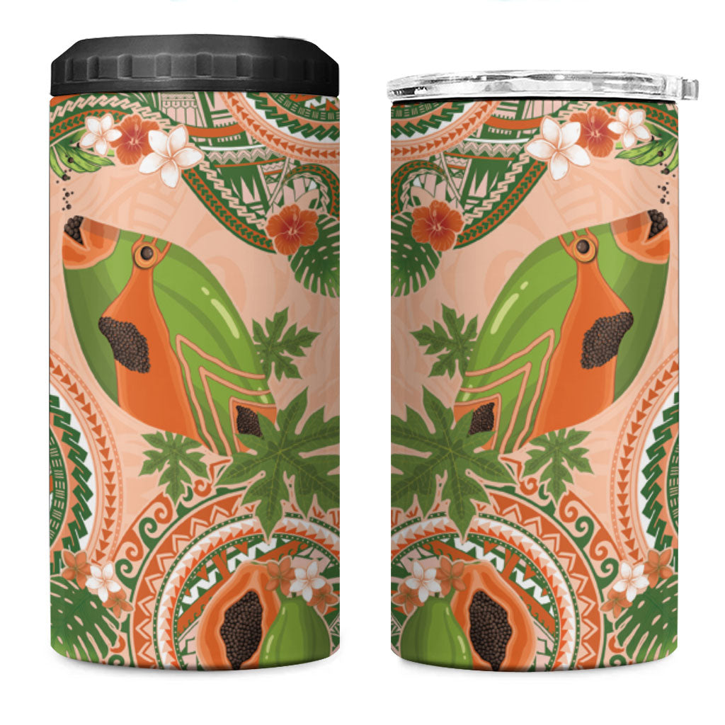 Hawaii Papaya 4 in 1 Can Cooler Tumbler Cute Cosplay Humuhumu Fish Plumeria Waves