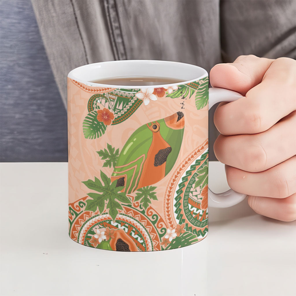 Hawaii Papaya Ceramic Mug Cute Cosplay Humuhumu Fish Plumeria Waves DT05 - Polynesian Pride