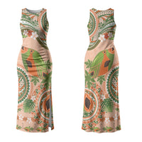Hawaii Papaya Family Matching Tank Maxi Dress and Hawaiian Shirt Cute Cosplay Humuhumu Fish Plumeria Waves DT05 Mom's Dress Orange - Polynesian Pride