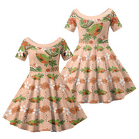 Hawaii Papaya Family Matching Tank Maxi Dress and Hawaiian Shirt Cute Cosplay Humuhumu Fish Plumeria Waves DT05 Daughter's Dress Orange - Polynesian Pride