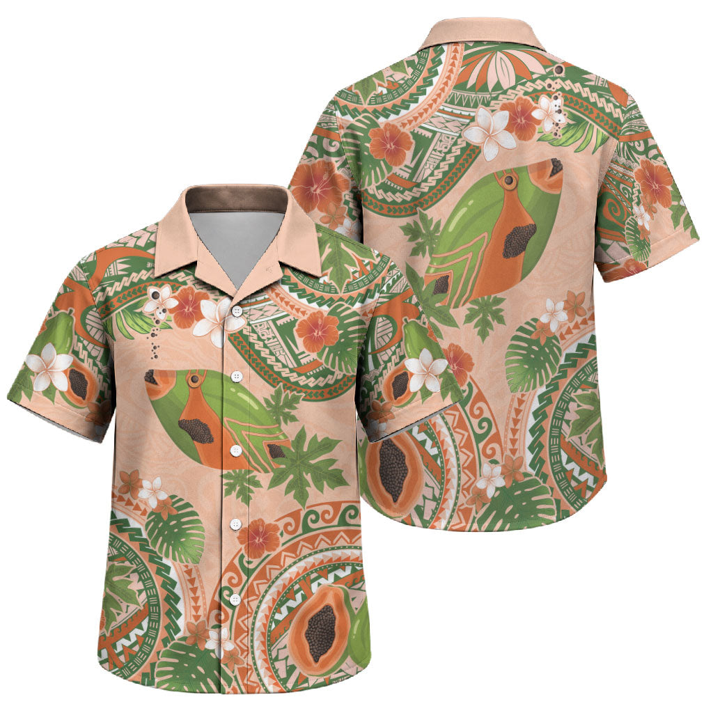 Hawaii Papaya Family Matching Tank Maxi Dress and Hawaiian Shirt Cute Cosplay Humuhumu Fish Plumeria Waves DT05 Son's Shirt Orange - Polynesian Pride
