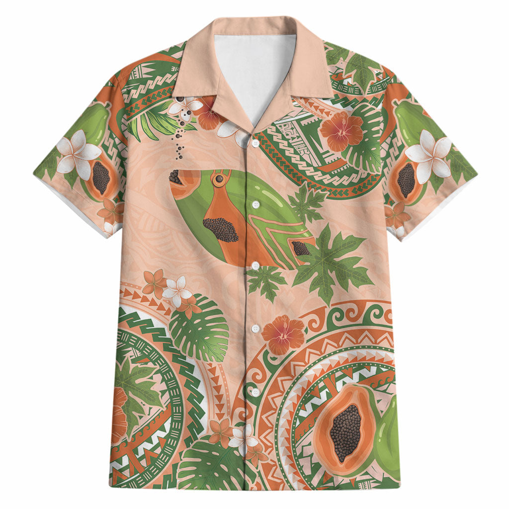 Hawaii Papaya Hawaiian Shirt Cute Cosplay Humuhumu Fish Plumeria Waves DT05 Orange - Polynesian Pride