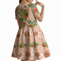 Hawaii Papaya Kid Short Sleeve Dress Cute Cosplay Humuhumu Fish Plumeria Waves DT05 - Polynesian Pride