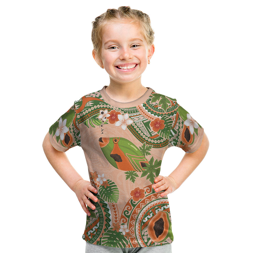Hawaii Papaya Kid T Shirt Cute Cosplay Humuhumu Fish Plumeria Waves DT05 Orange - Polynesian Pride