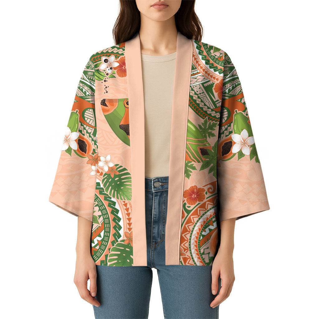 Hawaii Papaya Kimono Cute Cosplay Humuhumu Fish Plumeria Waves DT05 - Polynesian Pride