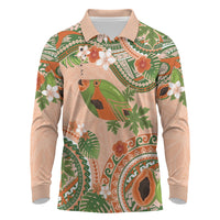 Hawaii Papaya Long Sleeve Polo Shirt Cute Cosplay Humuhumu Fish Plumeria Waves DT05 Orange - Polynesian Pride