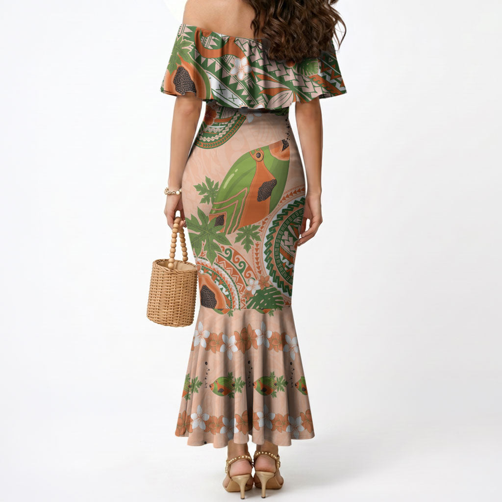 Hawaii Papaya Mermaid Dress Cute Cosplay Humuhumu Fish Plumeria Waves DT05 - Polynesian Pride