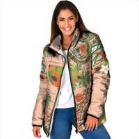 Hawaii Papaya Padded Jacket Cute Cosplay Humuhumu Fish Plumeria Waves DT05 Women Orange - Polynesian Pride