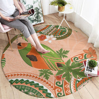 Hawaii Papaya Round Carpet Cute Cosplay Humuhumu Fish Plumeria Waves DT05 - Polynesian Pride