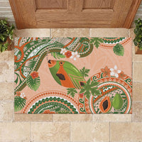 Hawaii Papaya Rubber Doormat Cute Cosplay Humuhumu Fish Plumeria Waves DT05 Orange - Polynesian Pride