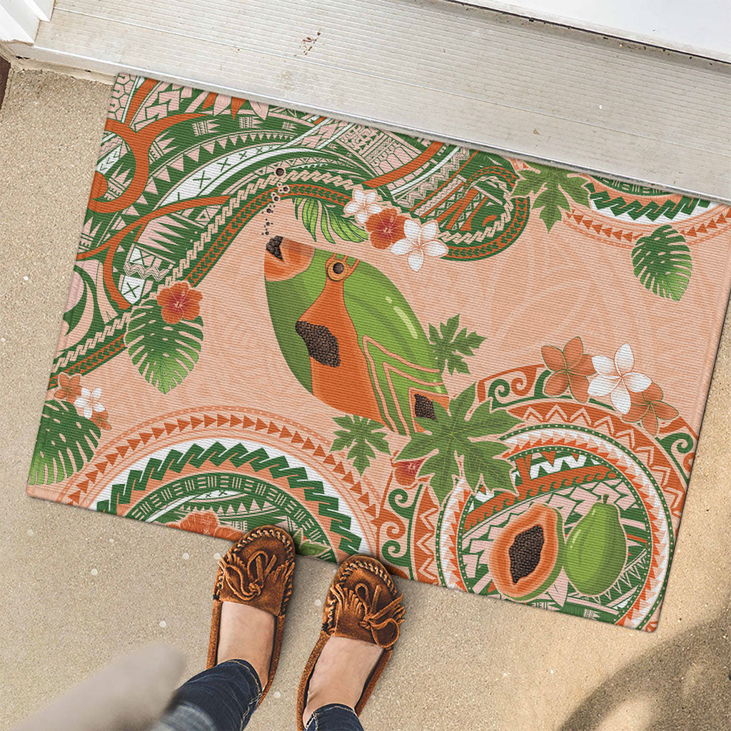 Hawaii Papaya Rubber Doormat Cute Cosplay Humuhumu Fish Plumeria Waves DT05 - Polynesian Pride