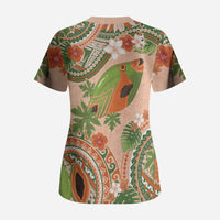 Hawaii Papaya Scrub Top Cute Cosplay Humuhumu Fish Plumeria Waves DT05 - Polynesian Pride