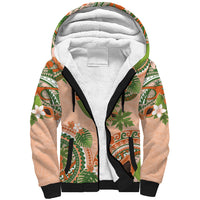 Hawaii Papaya Sherpa Hoodie Cute Cosplay Humuhumu Fish Plumeria Waves DT05 Unisex Orange - Polynesian Pride