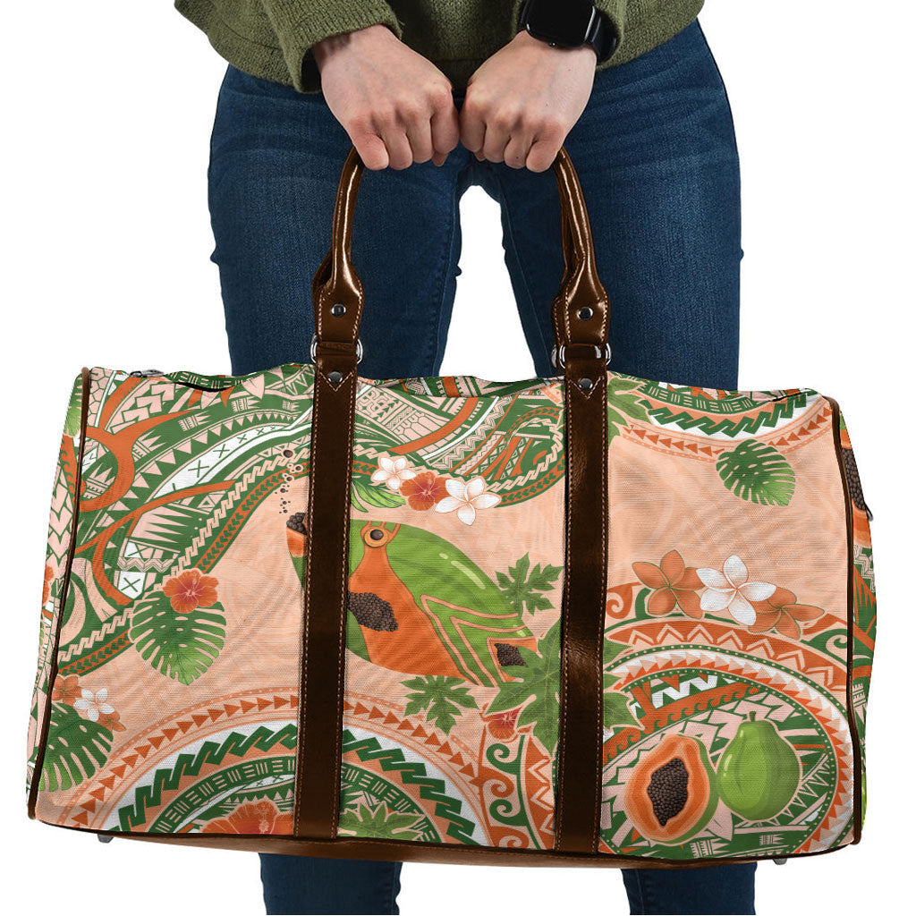 Hawaii Papaya Travel Bag Cute Cosplay Humuhumu Fish Plumeria Waves DT05 Orange - Polynesian Pride