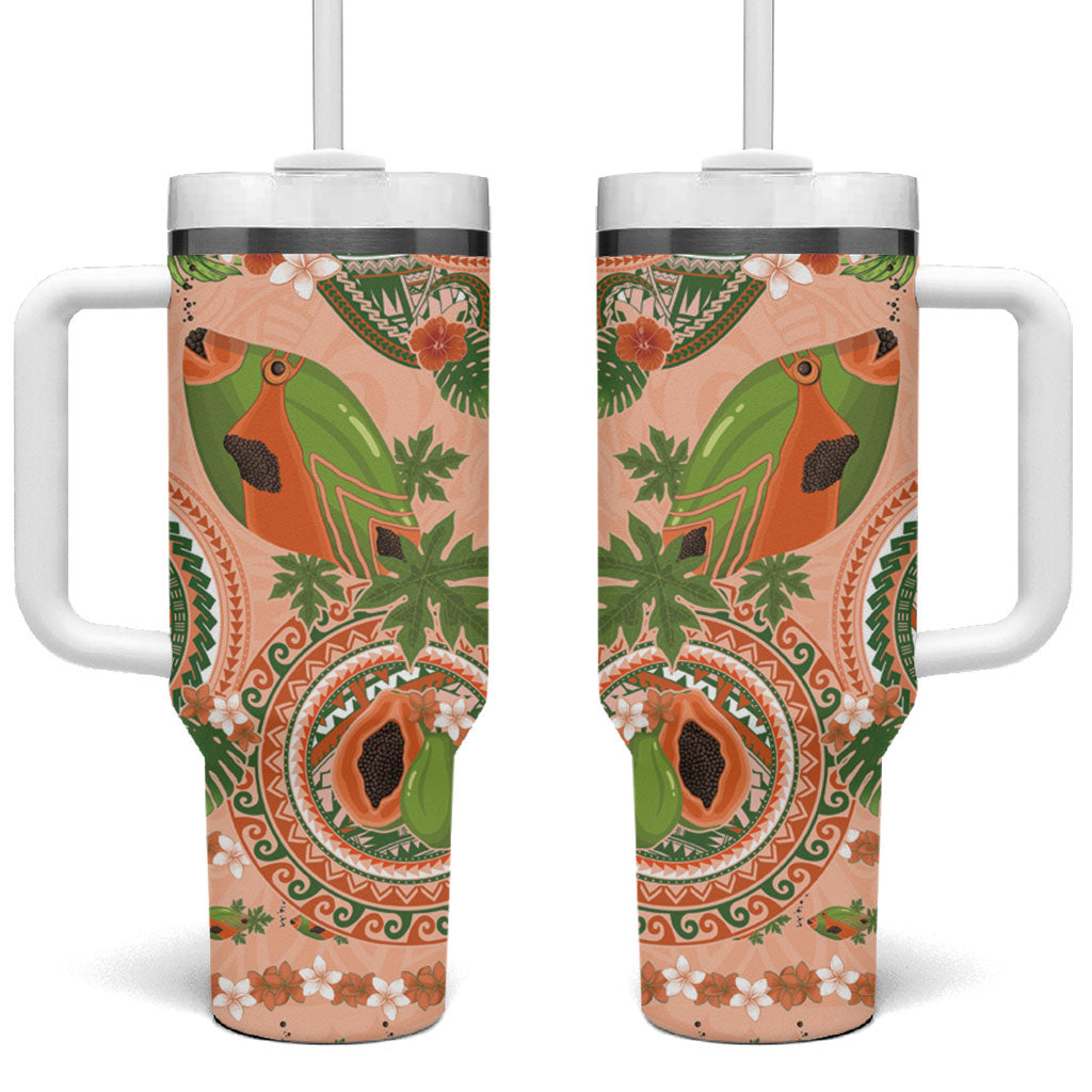Hawaii Papaya Tumbler With Handle Cute Cosplay Humuhumu Fish Plumeria Waves