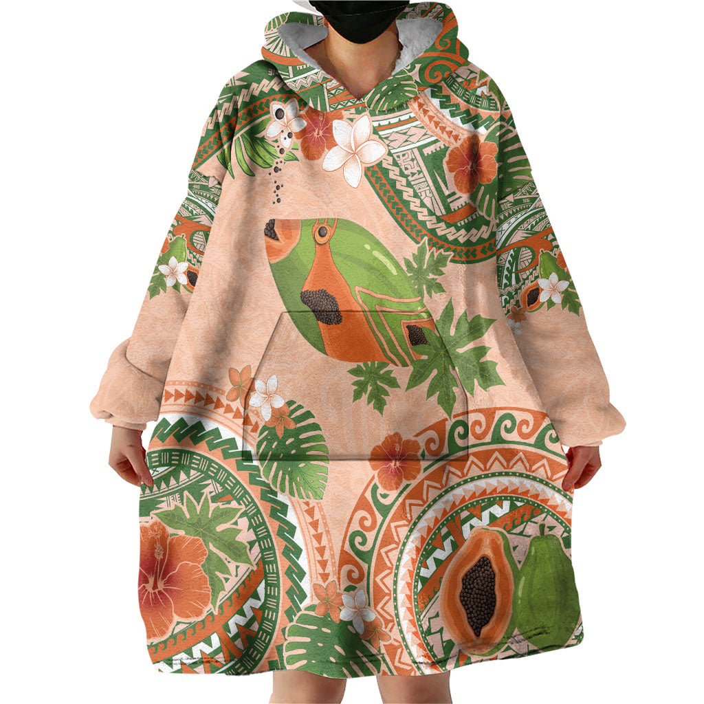 Hawaii Papaya Wearable Blanket Hoodie Cute Cosplay Humuhumu Fish Plumeria Waves DT05 - Polynesian Pride