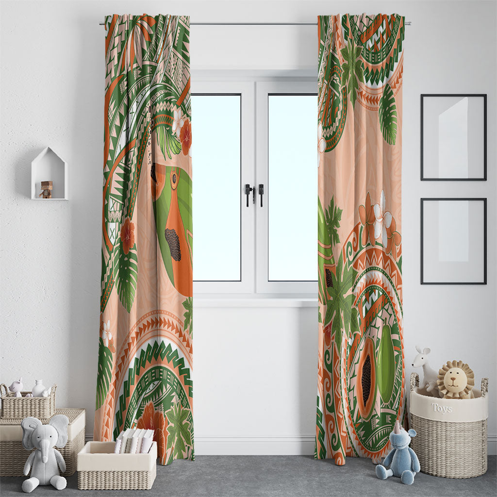 Hawaii Papaya Window Curtain Cute Cosplay Humuhumu Fish Plumeria Waves DT05 - Polynesian Pride