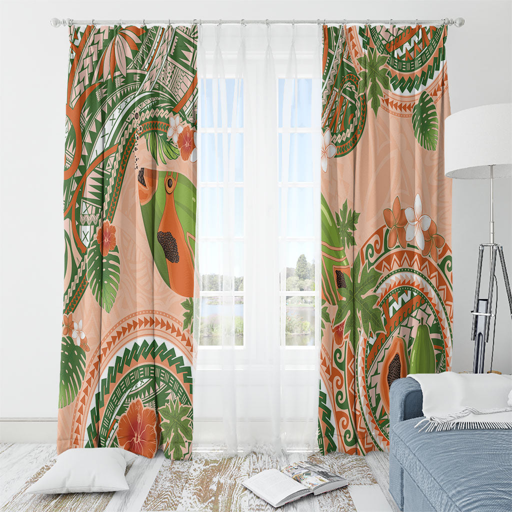 Hawaii Papaya Window Curtain Cute Cosplay Humuhumu Fish Plumeria Waves DT05 - Polynesian Pride