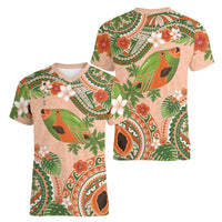 Hawaii Papaya Women V-Neck T-Shirt Cute Cosplay Humuhumu Fish Plumeria Waves DT05 - Polynesian Pride