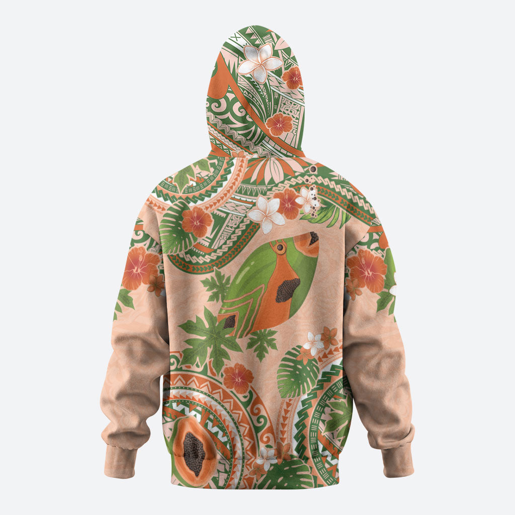 Hawaii Papaya Zip Hoodie Cute Cosplay Humuhumu Fish Plumeria Waves DT05 - Polynesian Pride