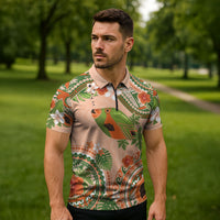 Hawaii Papaya Zipper Polo Shirt Cute Cosplay Humuhumu Fish Plumeria Waves DT05 - Polynesian Pride