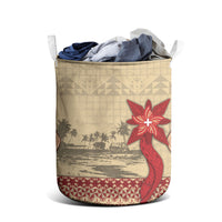 Tonga Language Week Laundry Basket Tribal Cross Ngatu Floral Pattern DT05 - Polynesian Pride