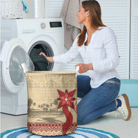 Tonga Language Week Laundry Basket Tribal Cross Ngatu Floral Pattern DT05 - Polynesian Pride