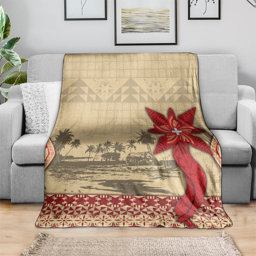Tonga Language Week Blanket Tribal Cross Ngatu Floral Pattern DT05 - Polynesian Pride