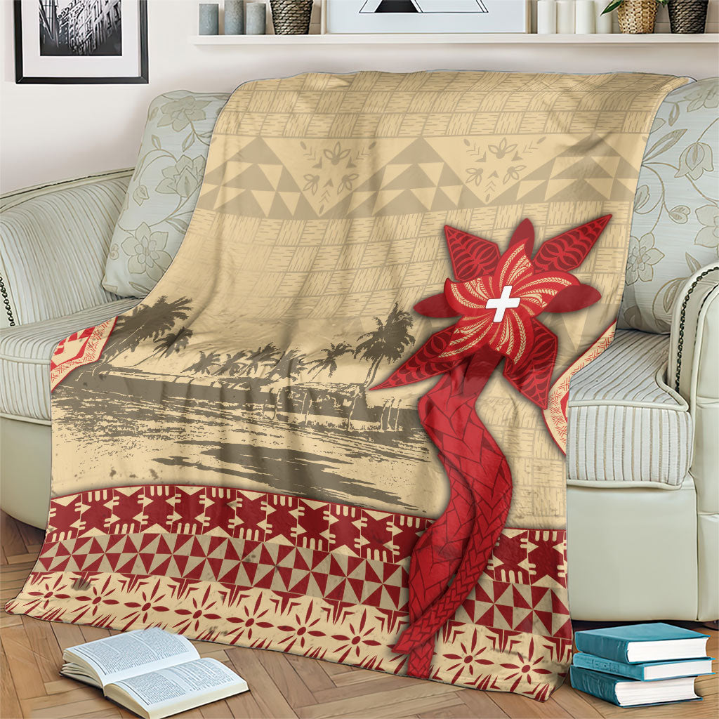 Tonga Language Week Blanket Tribal Cross Ngatu Floral Pattern DT05 - Polynesian Pride