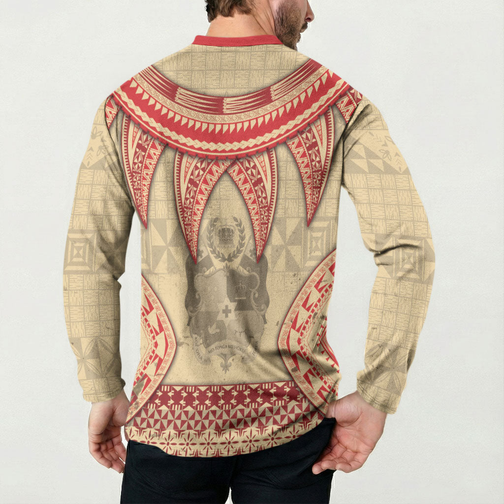 Tonga Language Week Button Sweatshirt Tribal Cross Ngatu Floral Pattern DT05 - Polynesian Pride