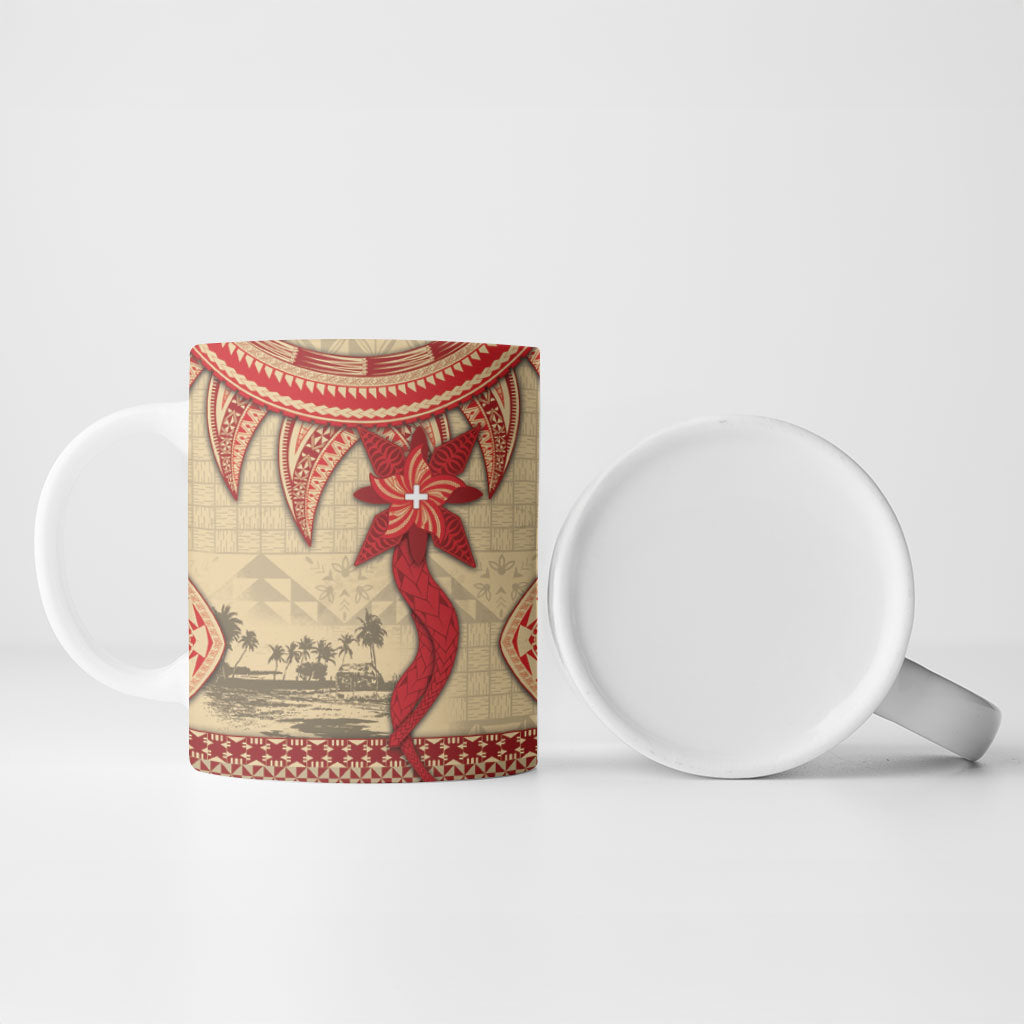 Tonga Language Week Ceramic Mug Tribal Cross Ngatu Floral Pattern DT05 - Polynesian Pride