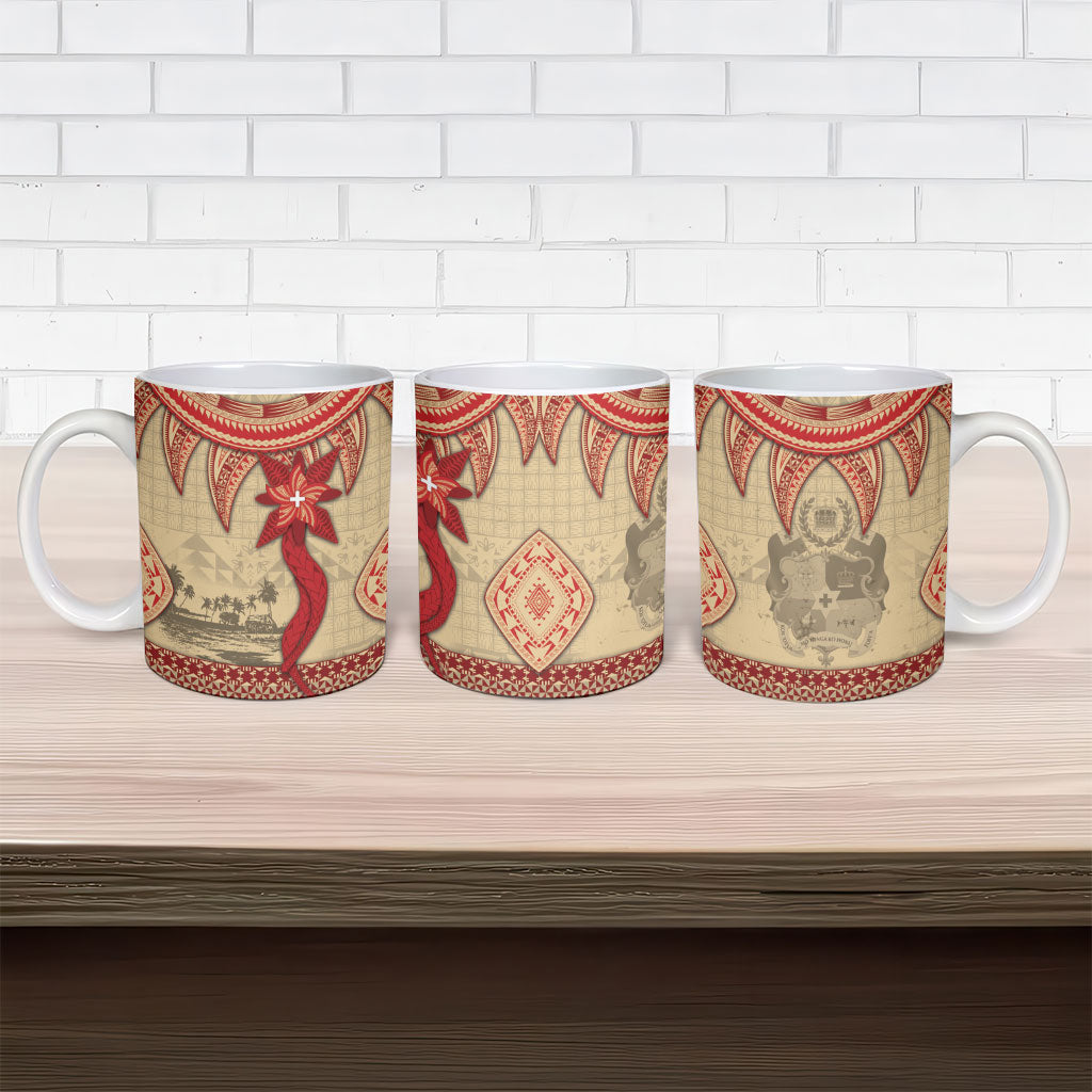 Tonga Language Week Ceramic Mug Tribal Cross Ngatu Floral Pattern DT05 - Polynesian Pride