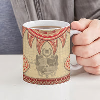 Tonga Language Week Ceramic Mug Tribal Cross Ngatu Floral Pattern DT05 - Polynesian Pride