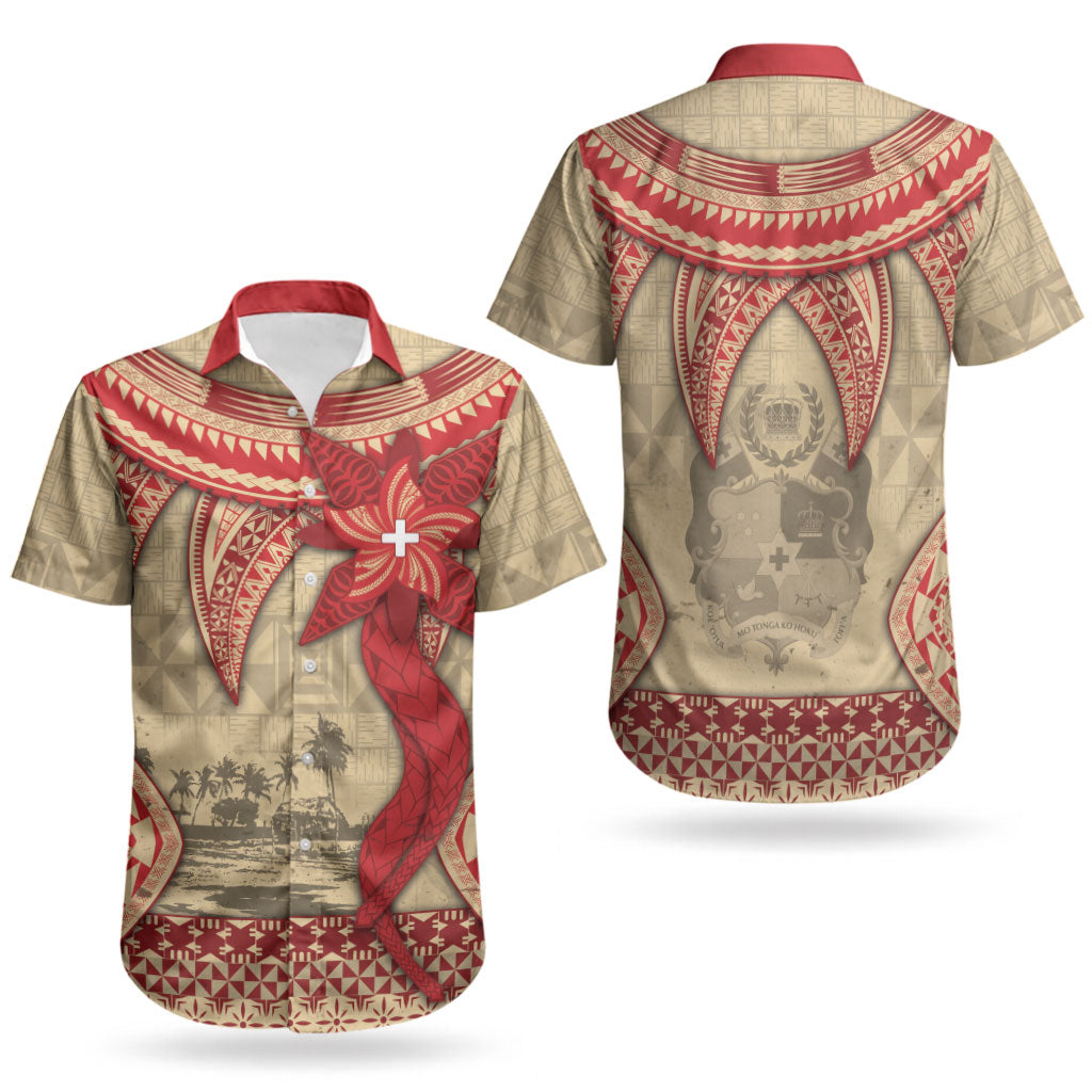 Tonga Language Week Couples Matching Mermaid Dress and Hawaiian Shirt Tribal Cross Ngatu Floral Pattern DT05 - Polynesian Pride