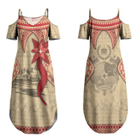 Tonga Language Week Couples Matching Summer Maxi Dress and Hawaiian Shirt Tribal Cross Ngatu Floral Pattern DT05 - Polynesian Pride