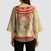 Tonga Language Week Kimono Sleeve Blouse Tribal Cross Ngatu Floral Pattern DT05 - Polynesian Pride