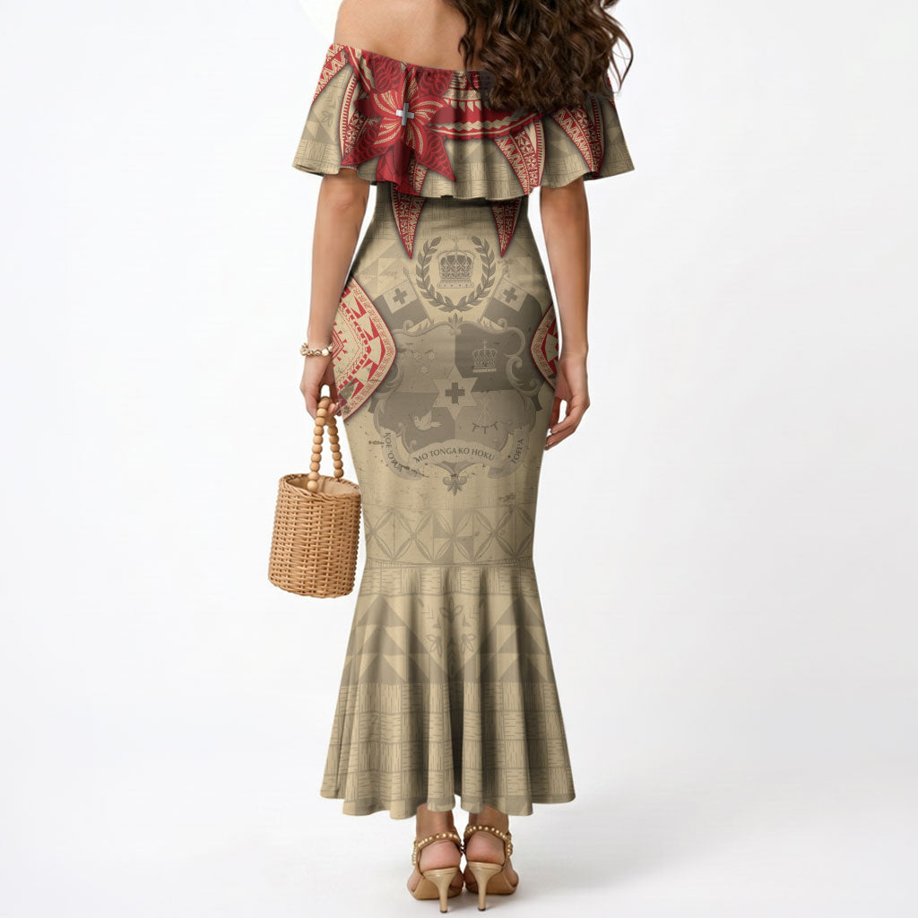 Tonga Language Week Mermaid Dress Tribal Cross Ngatu Floral Pattern DT05 - Polynesian Pride