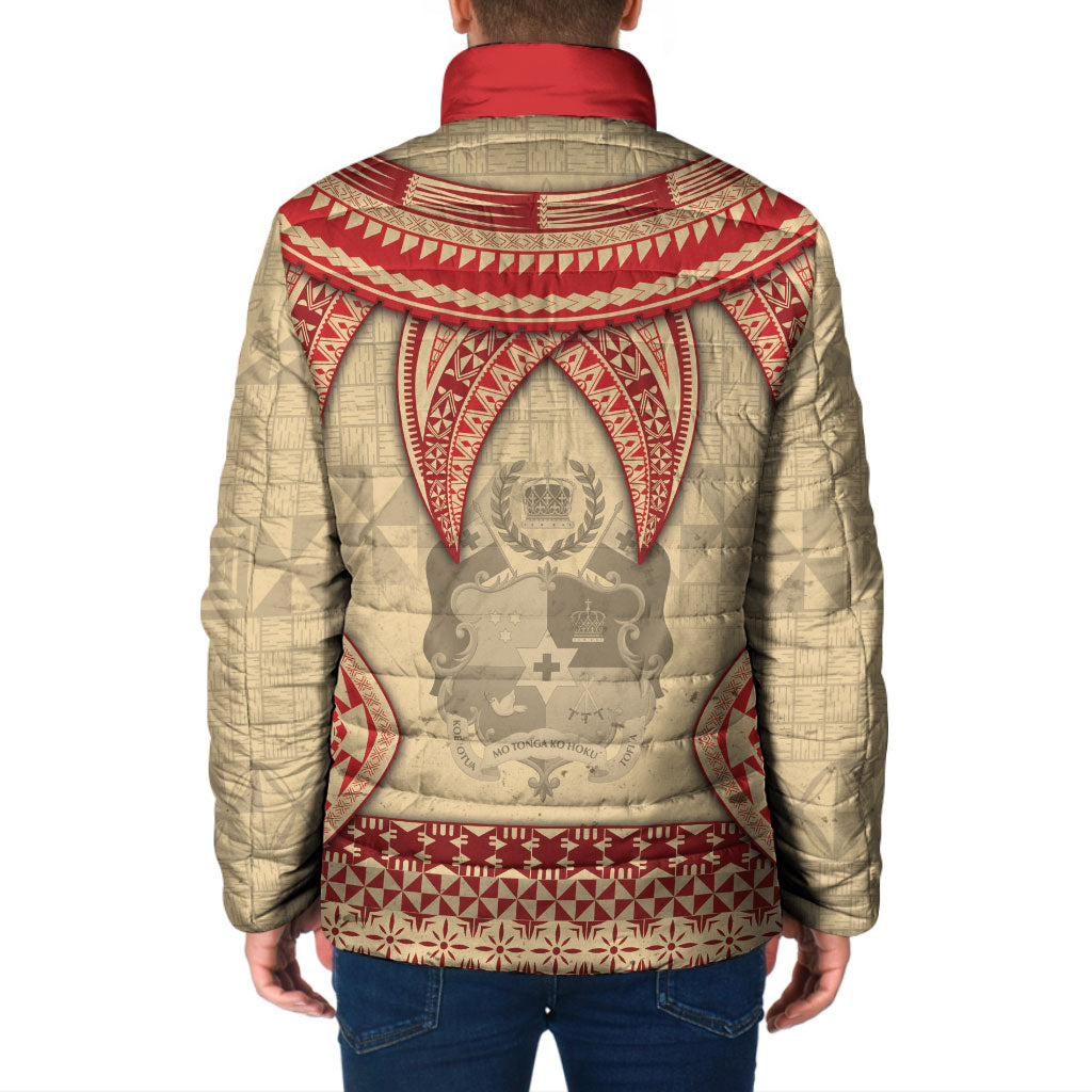 Tonga Language Week Padded Jacket Tribal Cross Ngatu Floral Pattern DT05 - Polynesian Pride