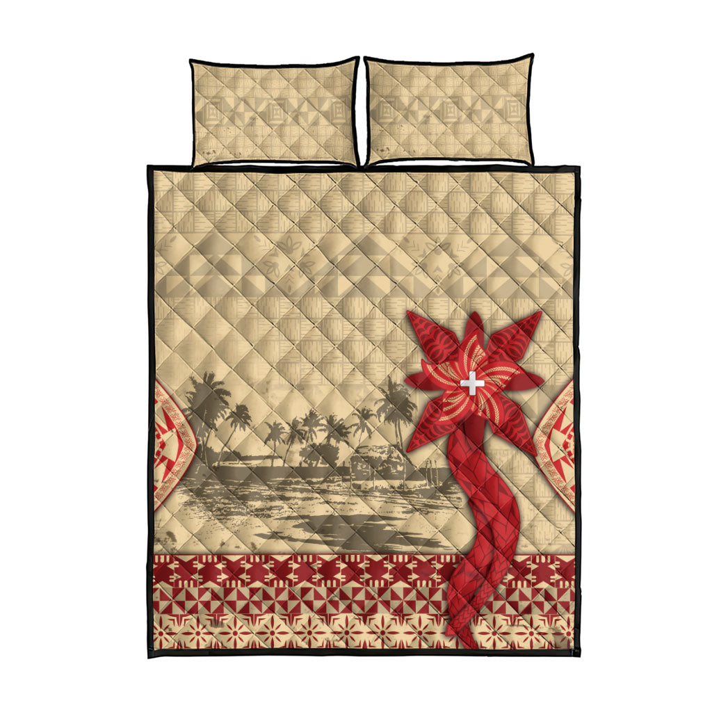 Tonga Language Week Quilt Bed Set Tribal Cross Ngatu Floral Pattern DT05 - Polynesian Pride