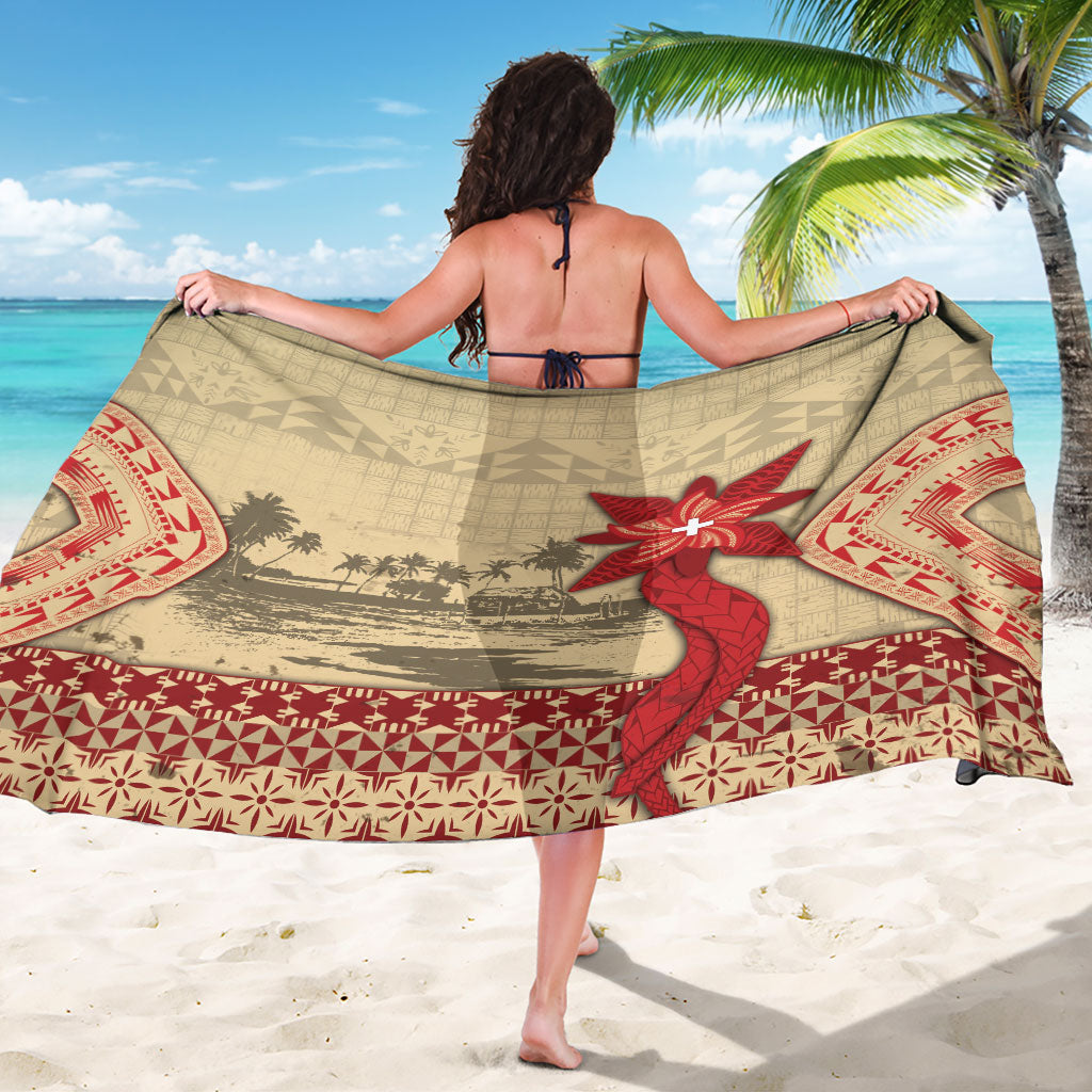 Tonga Language Week Sarong Tribal Cross Ngatu Floral Pattern DT05 - Polynesian Pride