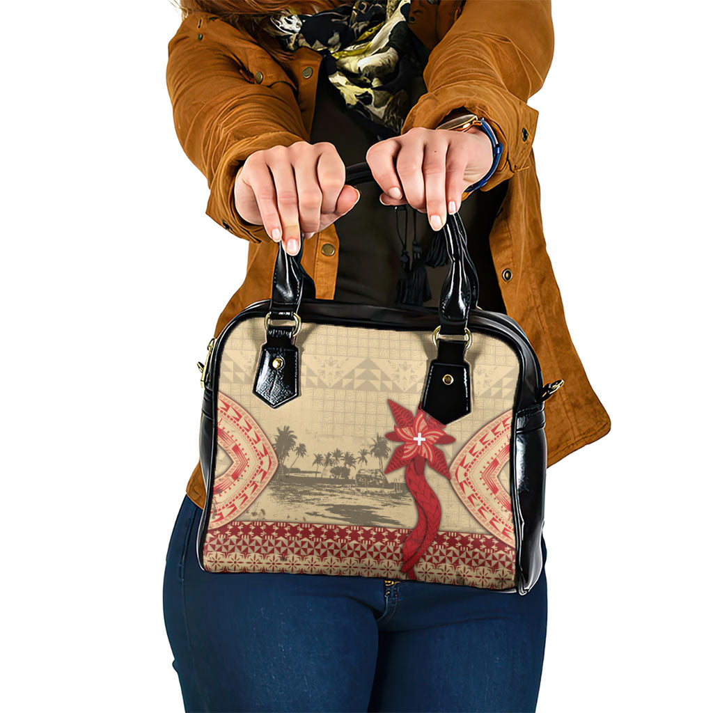 Tonga Language Week Shoulder Handbag Tribal Cross Ngatu Floral Pattern DT05 One Size Red - Polynesian Pride