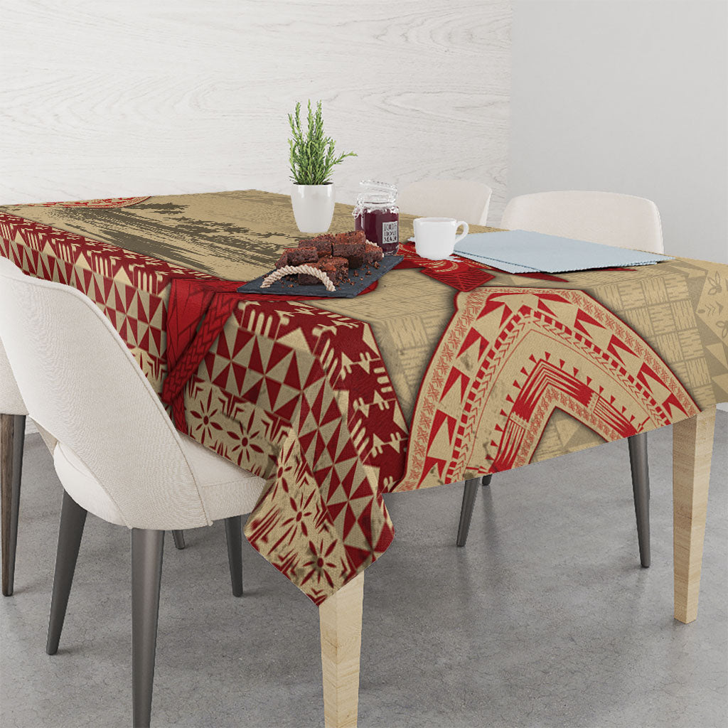 Tonga Language Week Tablecloth Tribal Cross Ngatu Floral Pattern DT05 - Polynesian Pride