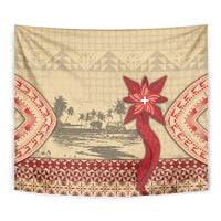 Tonga Language Week Tapestry Tribal Cross Ngatu Floral Pattern DT05 - Polynesian Pride