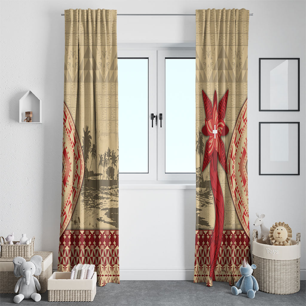 Tonga Language Week Window Curtain Tribal Cross Ngatu Floral Pattern DT05 - Polynesian Pride