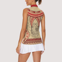Tonga Language Week Women Sleeveless Polo Shirt Tribal Cross Ngatu Floral Pattern DT05 - Polynesian Pride