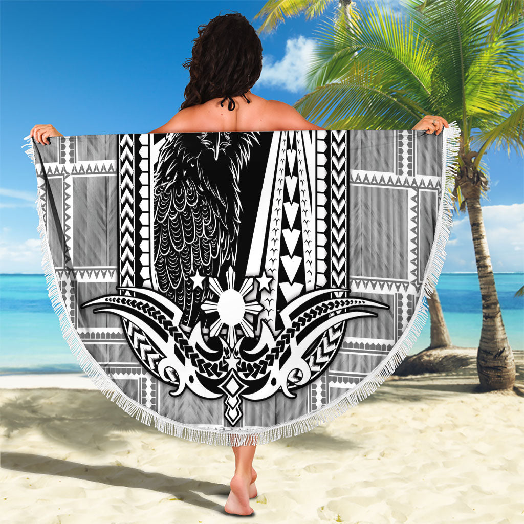 Mabuhay Philippines Festival Beach Blanket Philippine Eagle Sun Three Stars Barong Pattern DT05 - Polynesian Pride