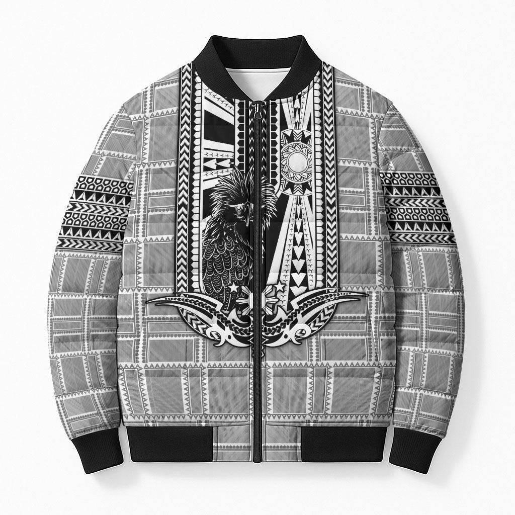 Mabuhay Philippines Festival Bomber Puffer Jacket Philippine Eagle Sun Three Stars Barong Pattern DT05 Unisex Gray - Polynesian Pride