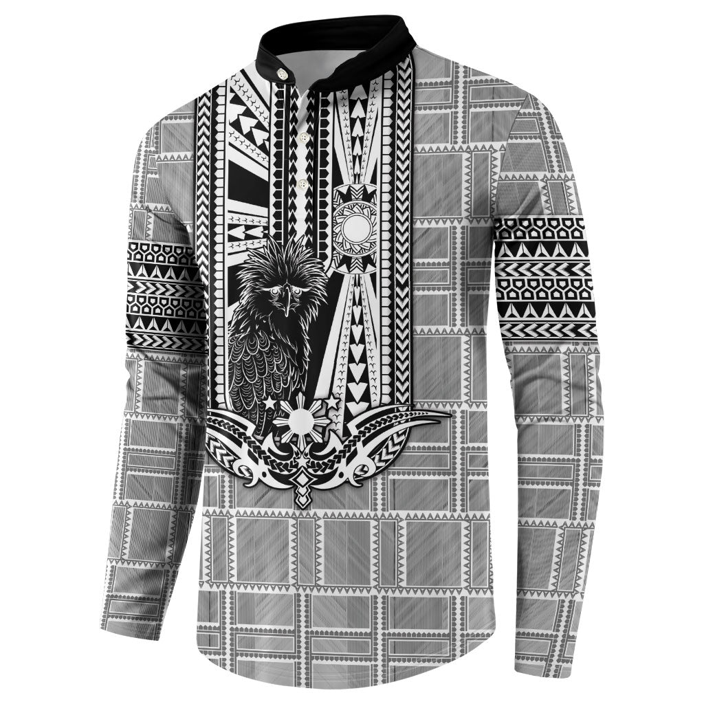 Mabuhay Philippines Festival Button Sweatshirt Philippine Eagle Sun Three Stars Barong Pattern DT05 - Polynesian Pride